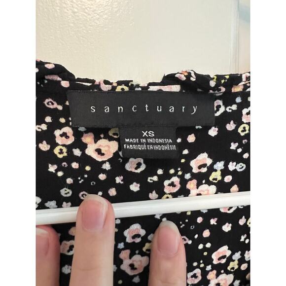 Sactuary Women's XS Ditsy Floral Print Black Pink Long Sleeve Shirt Blouse - Picture 3 of 13